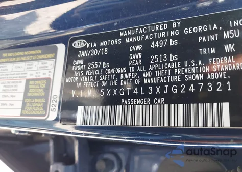 2018 Kia Optima S from USA, damaged, VIN 5XXGT4L3XJG247321